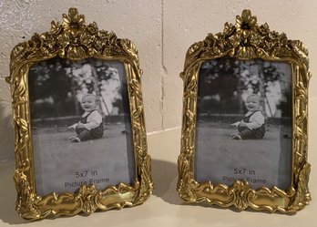 2pc Gold Floral Picture Frames