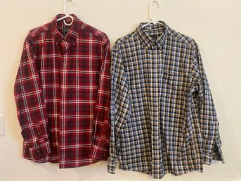 2 - Jos. A. Bank - Plaid Shirts - Large - Red - Blue/brown