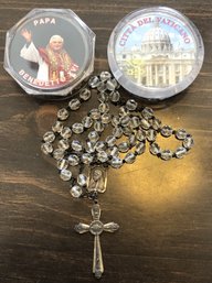 Vatican Crystal Bead Sterling Rosary