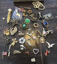 Box Lot 1 - Costume Jewelry - Pins