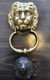 Brass Lion Door Knocker & Belt Buckle