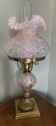 #2 Fenton Champagne Satin Iridized Lamp - Right Of Bed