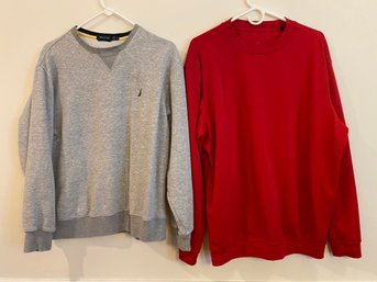 2 Crew Neck Sweaters - Grey M - Red L