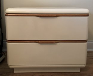 Pair Post Modern Lane - Creme Lacquered Wood Nightstands