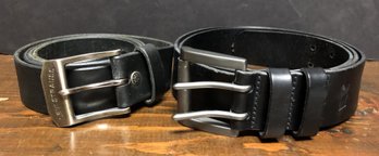 Two Black Leather Levi's Belts