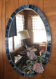 Oval Stained Glass Rose Mirror