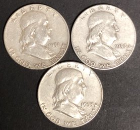 #1 - 3pc Silver Franklin Half Dollars
