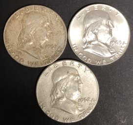 #2 - 3pc Silver Franklin Half Dollars