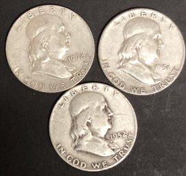 #7 - 3pc Silver Franklin Half Dollars
