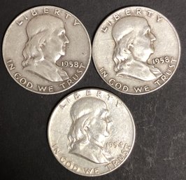 #9 - 3pc Silver Franklin Half Dollars