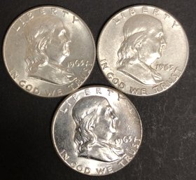 #12 - 3pc Silver Franklin Half Dollars