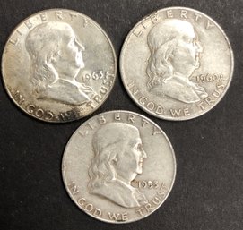 #18 - 3pc Silver Franklin Half Dollars