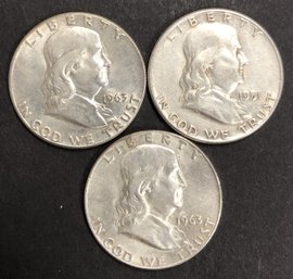 #20 - 3pc Silver Franklin Half Dollars