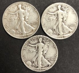 #1 - 3pc Silver Walking Liberty Half Dollars