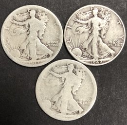 #2 - 3pc Silver Walking Liberty Half Dollars
