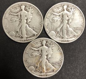 #3 - 3pc Silver Walking Liberty Half Dollars