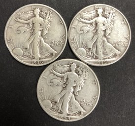 #5 - 3pc Silver Walking Liberty Half Dollars