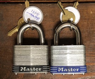 2pc Large Master Lock Padlocks W/ Keys