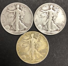 #7 - 3pc Silver Walking Liberty Half Dollars