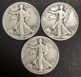#8 - 3pc Silver Walking Liberty Half Dollars