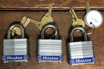 3pc Master Lock Padlocks W/ Keys