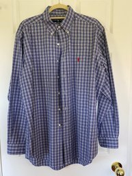 Ralph Lauren Navy/ White Stripe Shirt - Size 16/ L