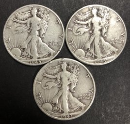 #9 - 3pc Silver Walking Liberty Half Dollars