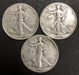 #13 - 3pc Silver Walking Liberty Half Dollars