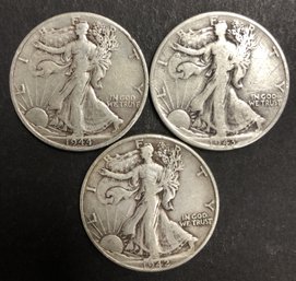 #14 - 3pc Silver Walking Liberty Half Dollars