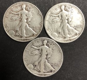 #17 - 3pc Silver Walking Liberty Half Dollars