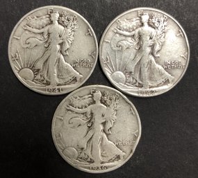 #18 - 3pc Silver Walking Liberty Half Dollars