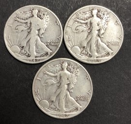 #19 - 3pc Silver Walking Liberty Half Dollars