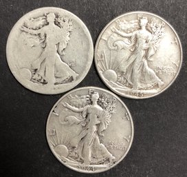 #21 - 3pc Silver Walking Liberty Half Dollars