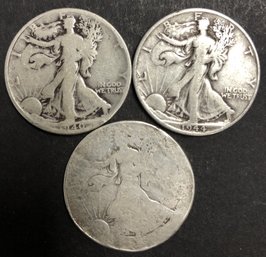 #23 - 3pc Silver Walking Liberty Half Dollars