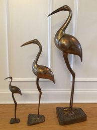3pc Solid Brass W/ Copper Accent Storks
