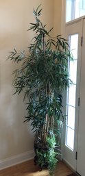 Large Faux Bamboo Tree W/ Ceramic Planter