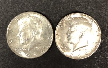 #1 - 2pc Kennedy Half Dollars 1964