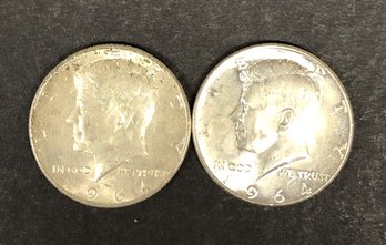 #4 - 2pc Kennedy Half Dollars 1964