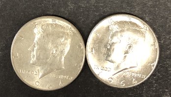 #5 - 2pc Kennedy Half Dollars 1964