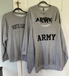 3 Grey Sweaters - 2 Army, 1 North Carolina