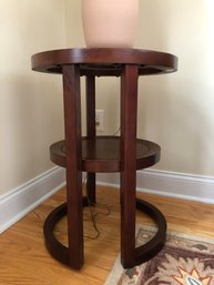 Round Two Tier Wood/ Glass End Table