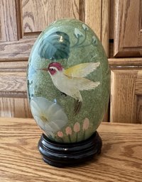 Large Porcelain Hand Painted Hummingbirds Egg