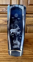 Glass Paperweight With Lazer Etched Elk