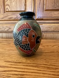 Clay Vase With Fish