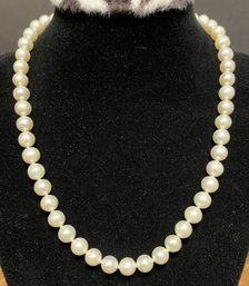 Single Strand Real Pearl Necklace W/ 14k Clasp