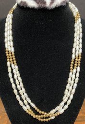 #2 - Triple Strand Fresh Water Pearl & 14k Necklace