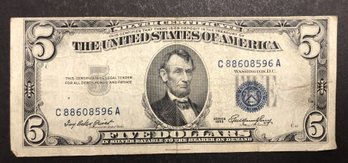 1953 Five Dollar Silver Certificate - Off Center