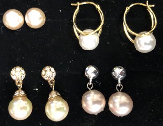 #39 - 4 Pairs Faux Pearl Earrings