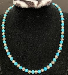 #17 - Sterling & Turquoise Bead Necklace