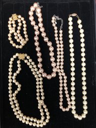 #49 - 5pc Faux Pearl Bracelet & Necklaces